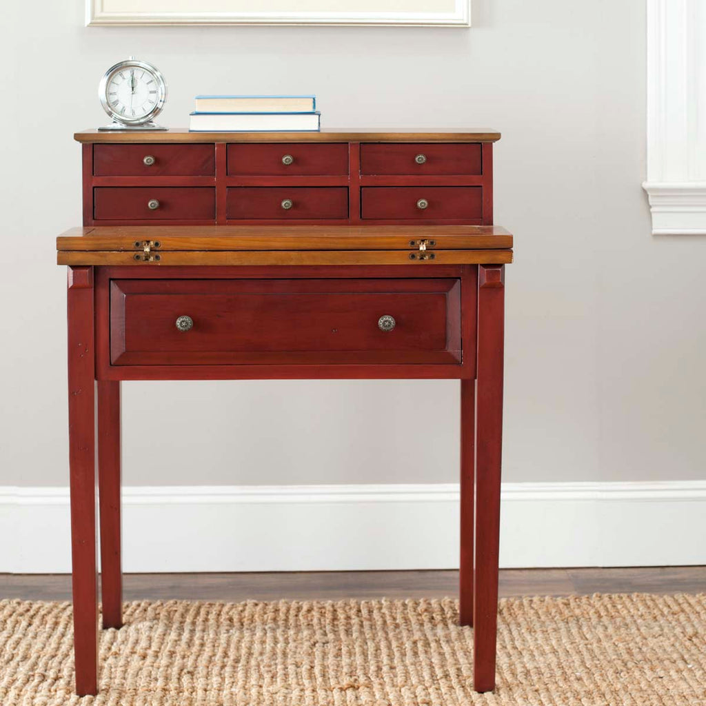 Safavieh Abigail 7 Drawer Fold Down Desk - Cherry/Honey Oak