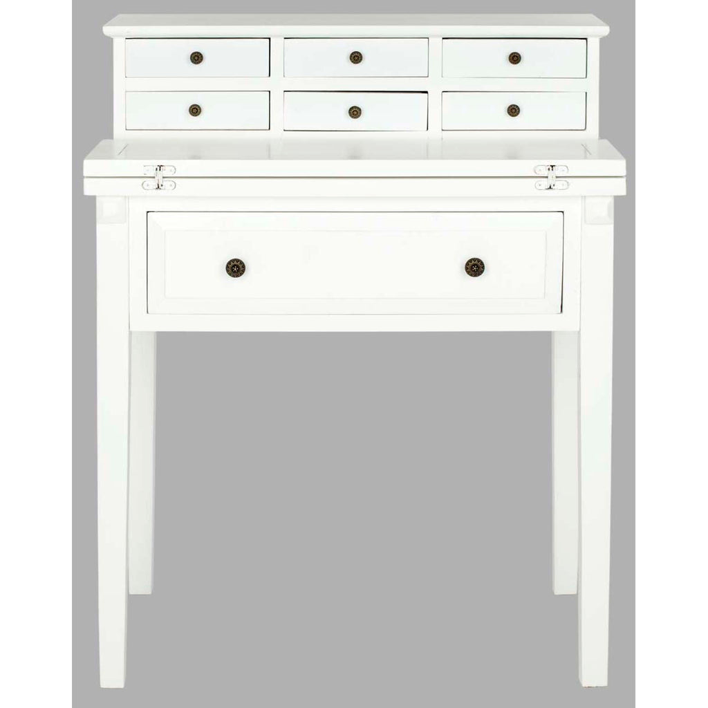 Safavieh Abigail 7 Drawer Fold Down Desk - White