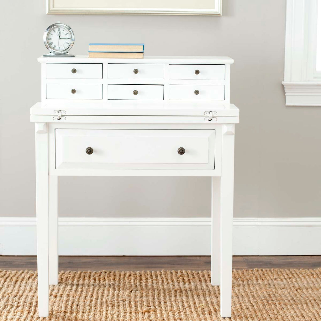 Safavieh Abigail 7 Drawer Fold Down Desk - White