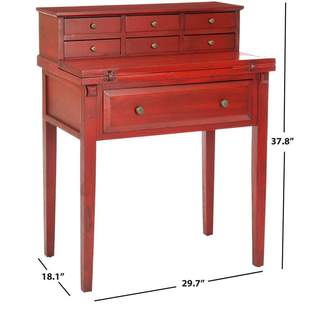 Safavieh Abigail 7 Drawer Fold Down Desk - Cherry