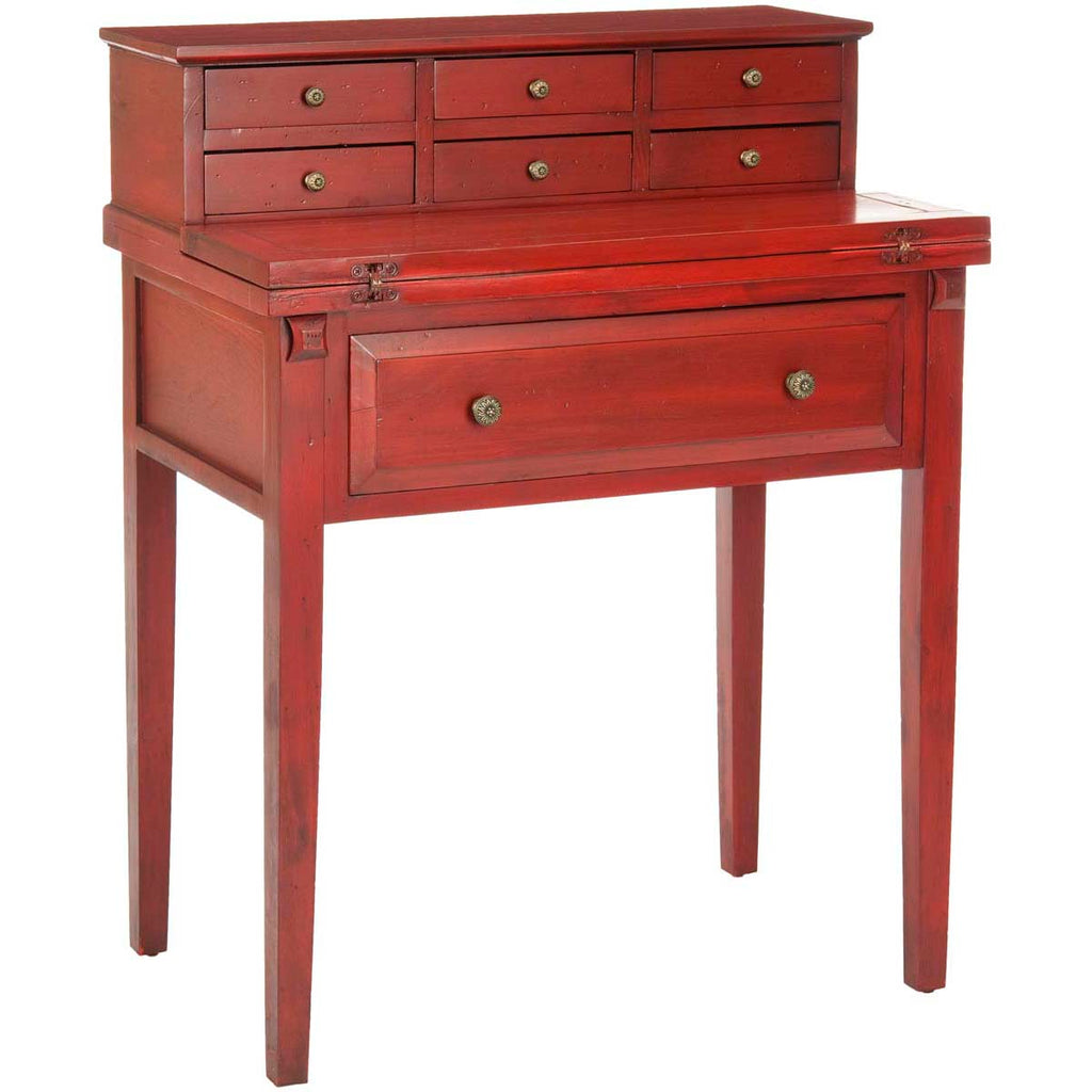 Safavieh Abigail 7 Drawer Fold Down Desk - Cherry