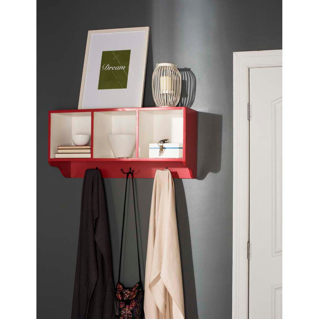 Safavieh Alice Wall Shelf With Storage Compartments - Red/White