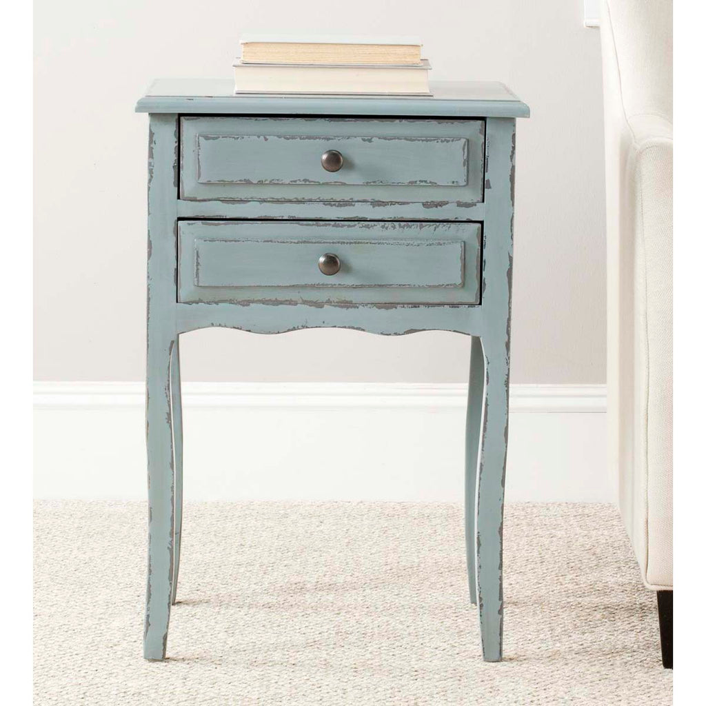 Safavieh Lori End Table With Storage Drawers - Pale Blue/White Smoke