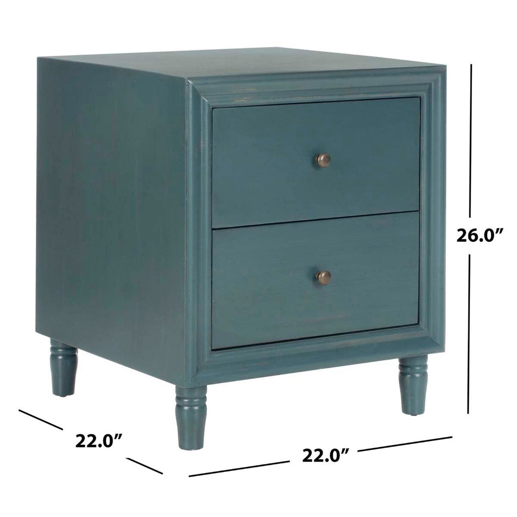 Safavieh Blaise Nightstand With Storage Drawers - Dark Teal