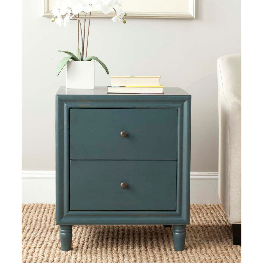 Safavieh Blaise Nightstand With Storage Drawers - Dark Teal