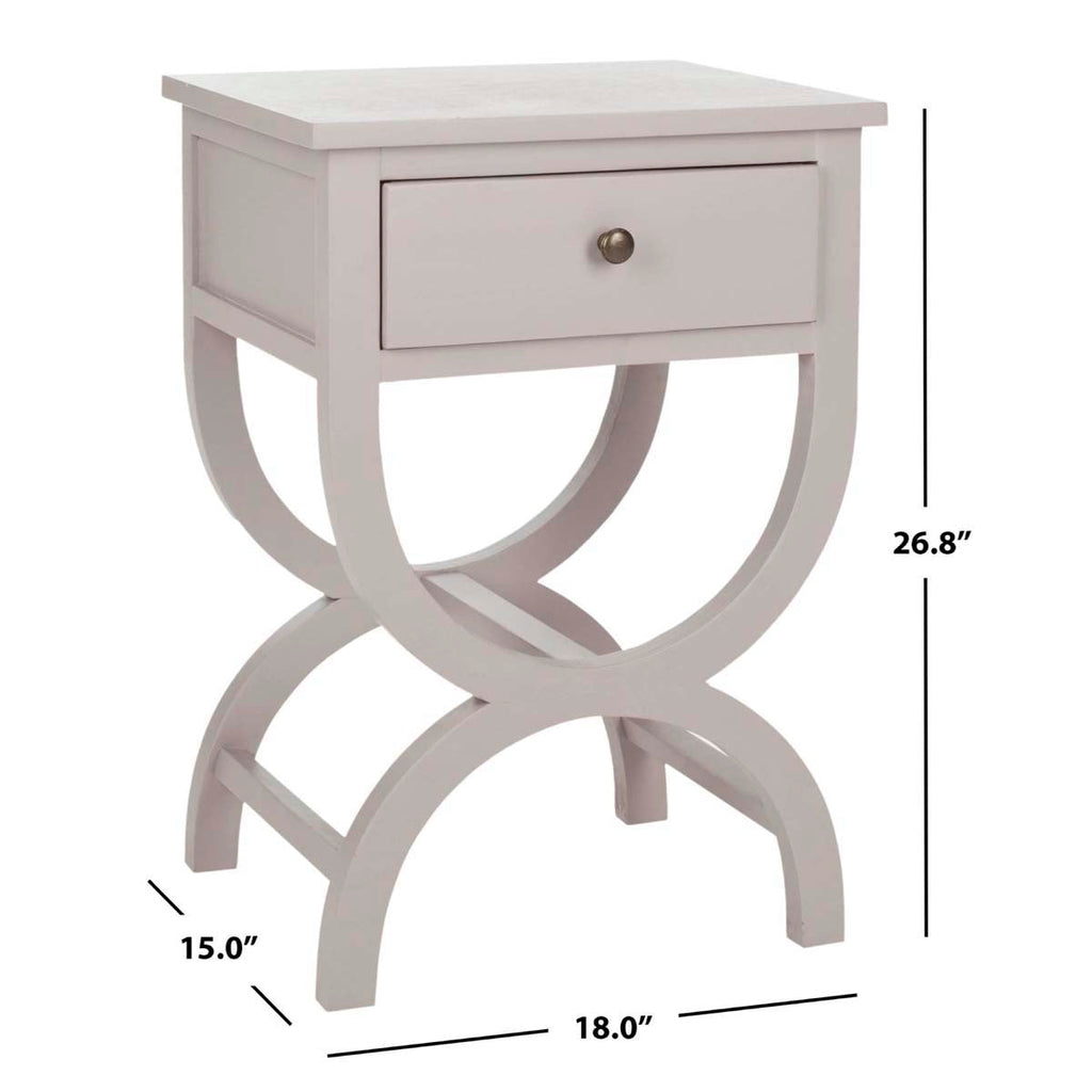 Safavieh Maxine Nightstand With Storage Drawer - Grey Mauve