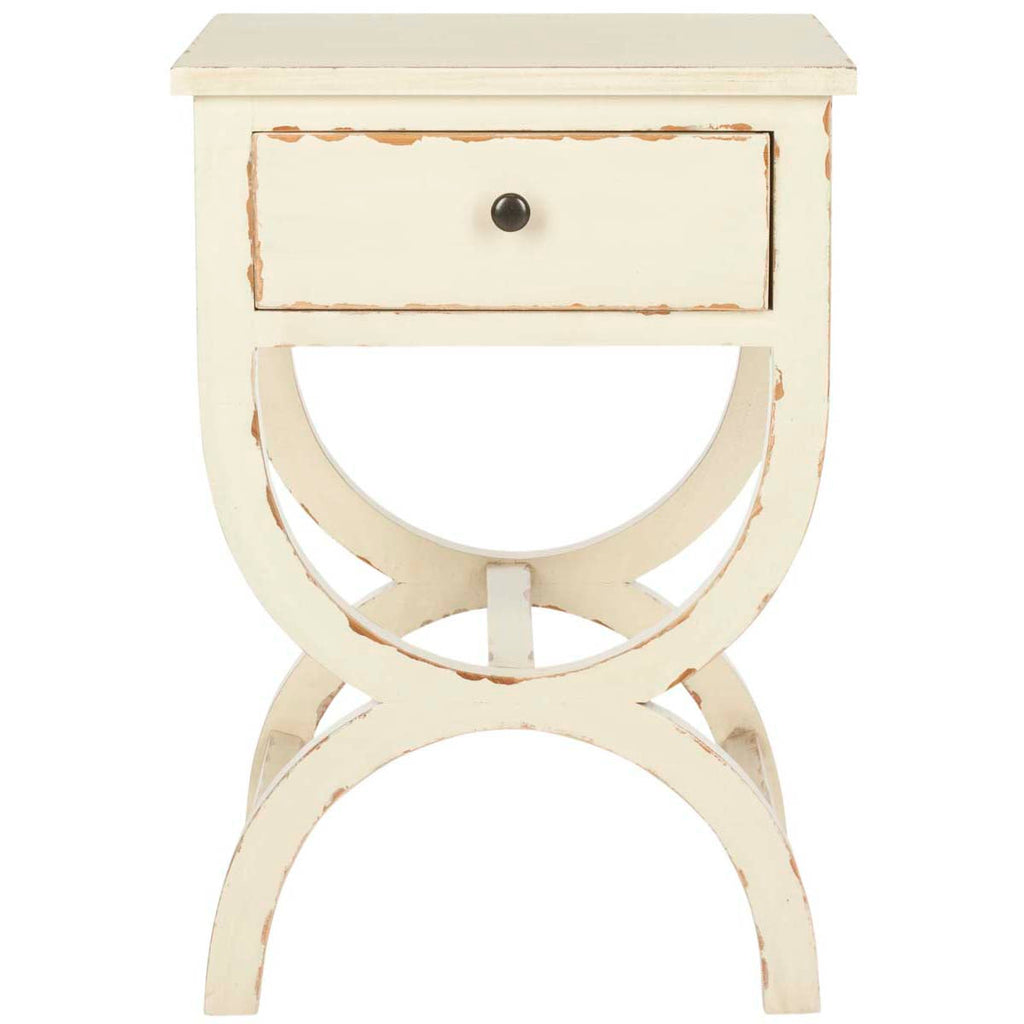 Safavieh Maxine Nightstand With Storage Drawer - Distressed Vanilla