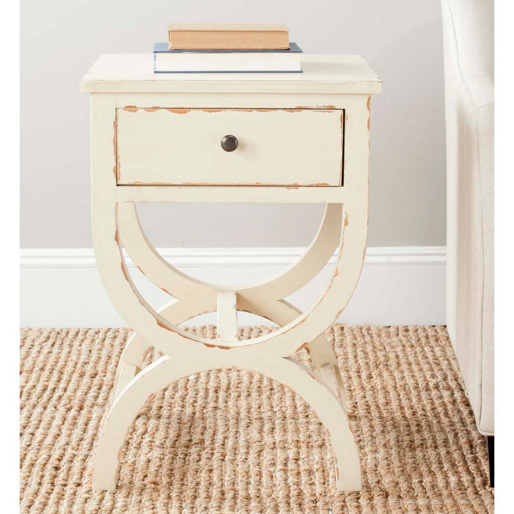 Safavieh Maxine Nightstand With Storage Drawer - Distressed Vanilla