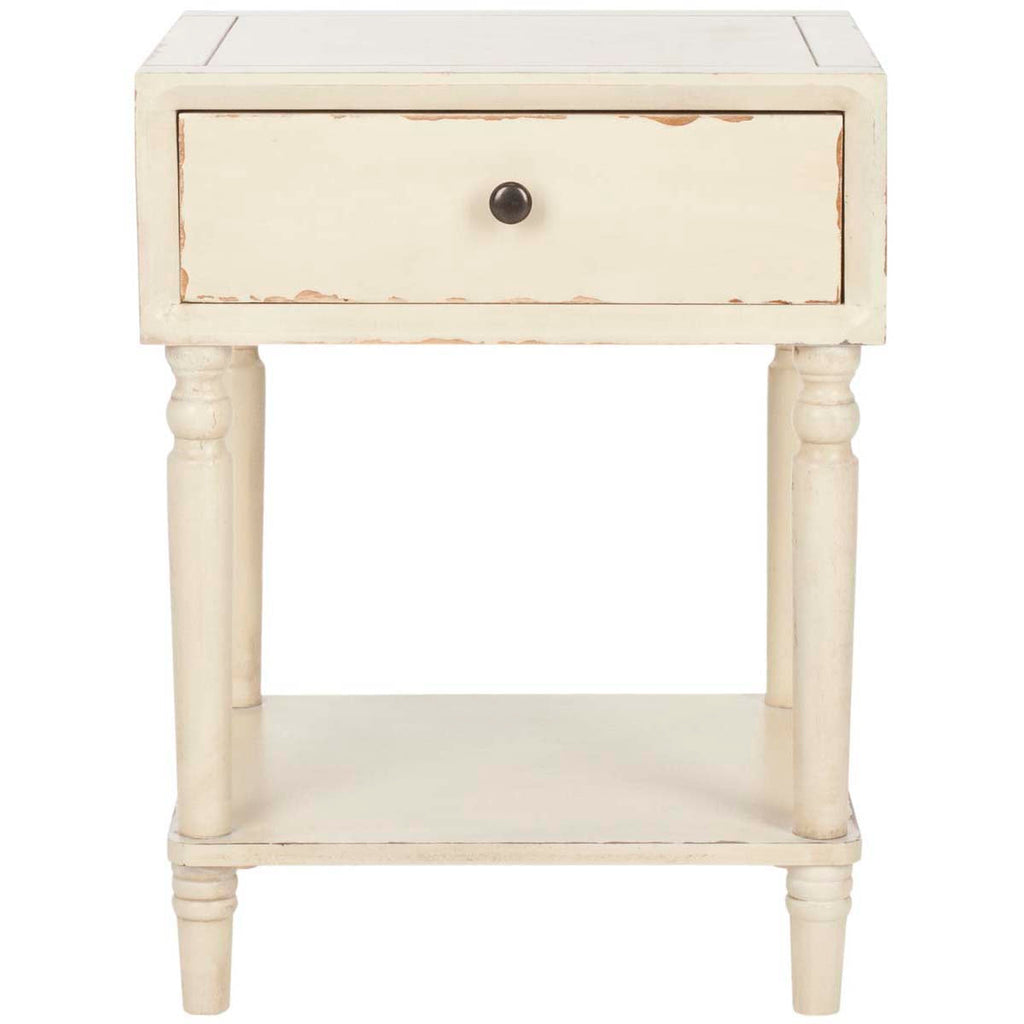 Safavieh Siobhan Nightstand With Storage Drawer - Distressed Vanilla