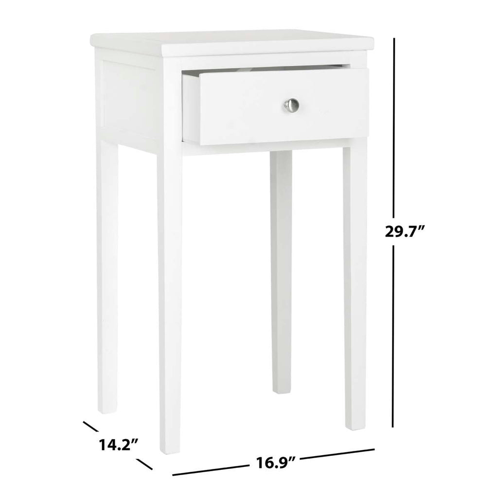 Safavieh Abel Nightstand With Storage Drawer - White