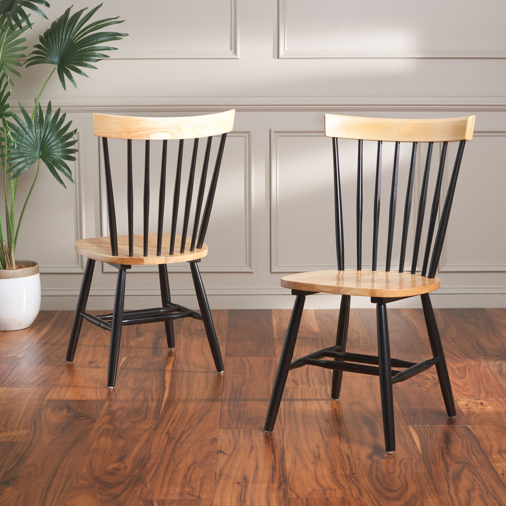 Parker 17''H Spindle Dining Chair (Set Of 2) | Safavieh - Natural / Black