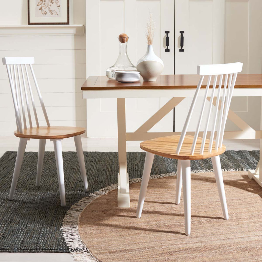 Burris 17''H Spindle Side Chair (Set of 2)| Safavieh - AMH8511 -White / Natural