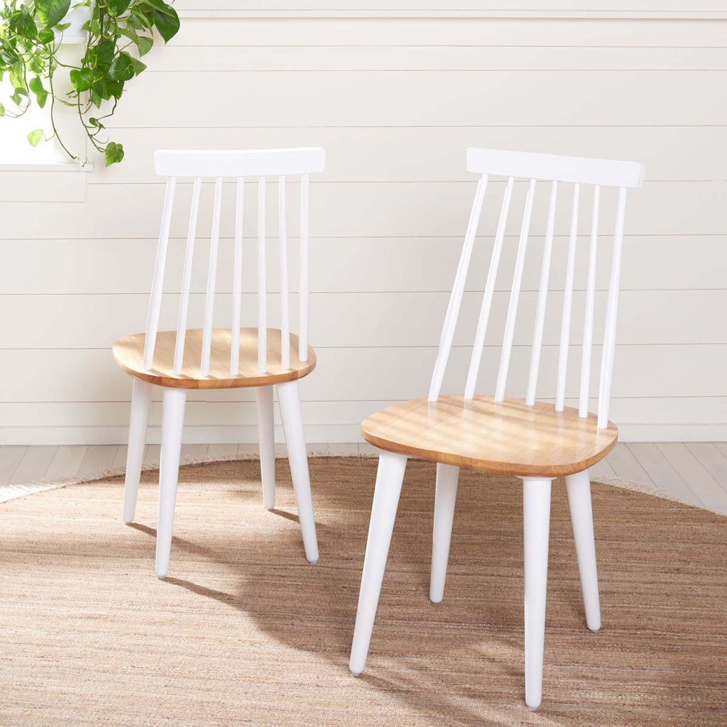 Burris 17''H Spindle Side Chair (Set of 2)| Safavieh - AMH8511 -White / Natural