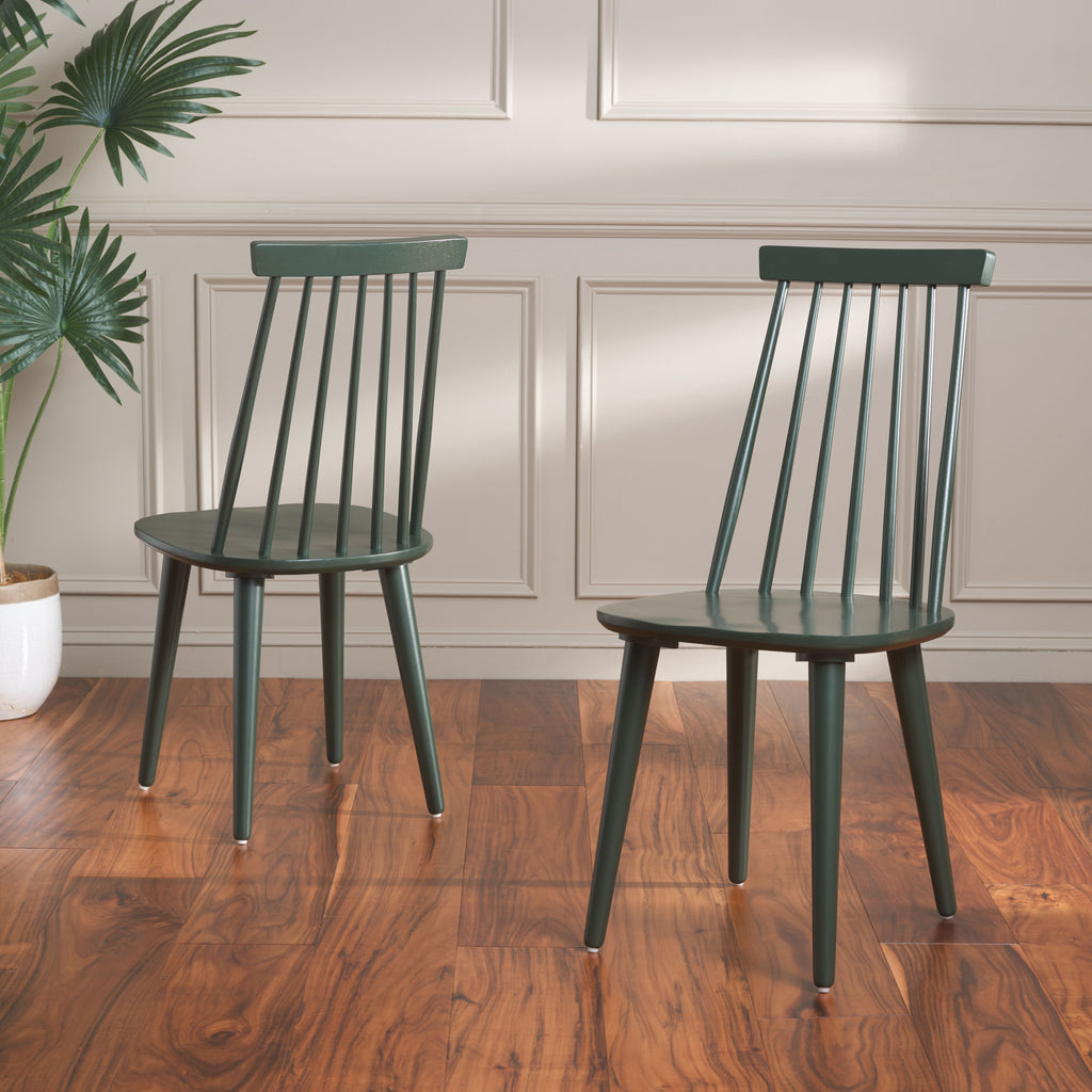 Burris 17''H Spindle Side Chair (Set of 2)| Safavieh - AMH8511 - Garden Green