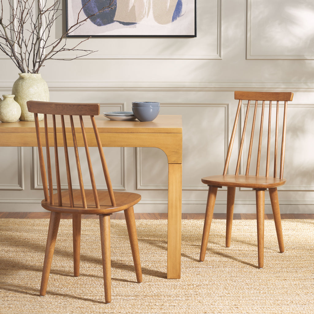 Burris 17''H Spindle Side Chair (Set of 2)| Safavieh - AMH8511 - Honey