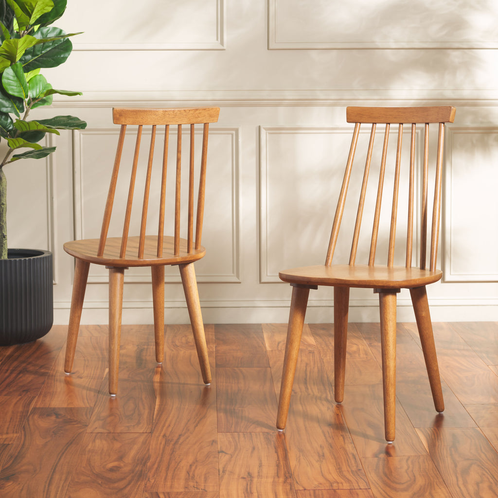 Burris 17''H Spindle Side Chair (Set of 2)| Safavieh - AMH8511 - Honey