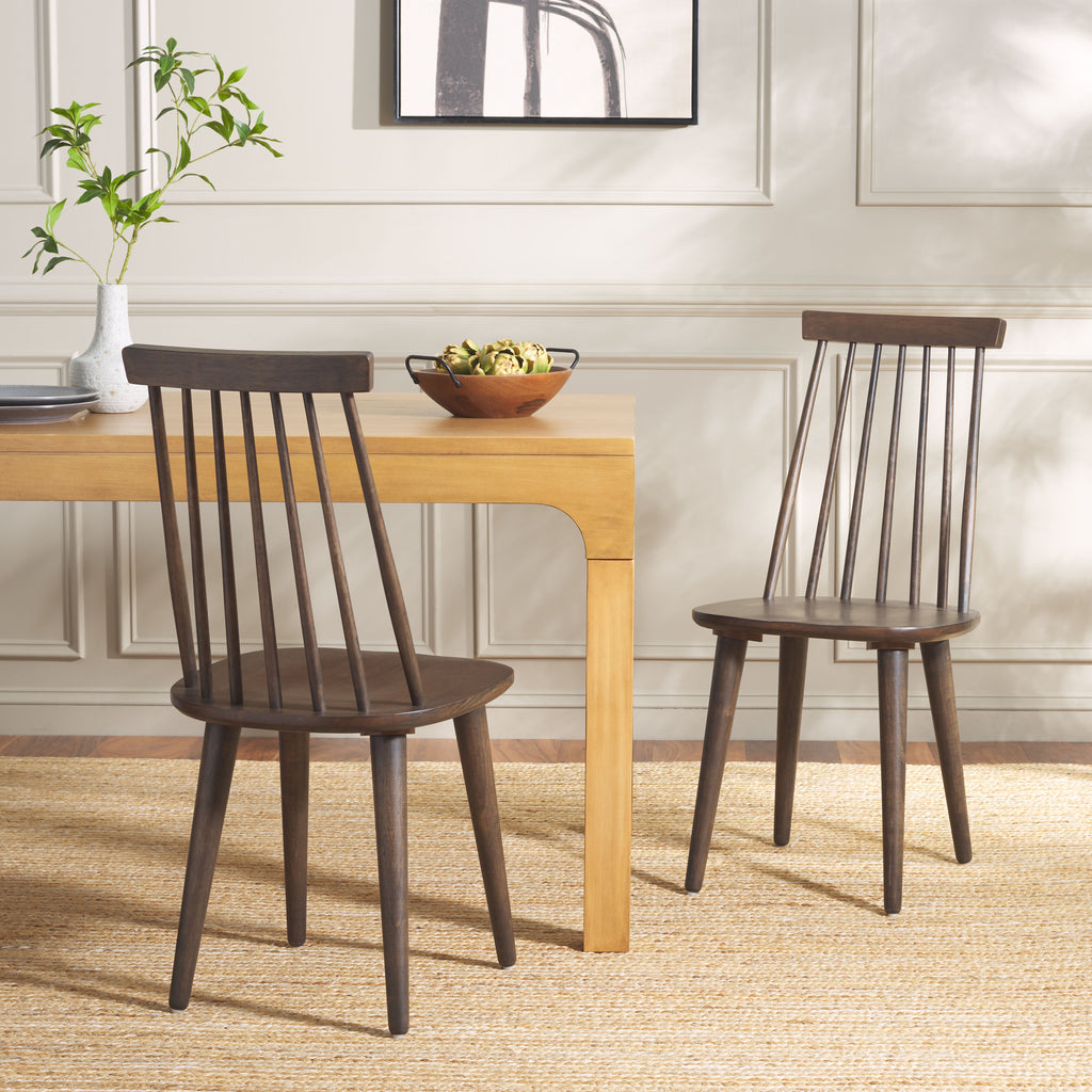 Burris 17''H Spindle Side Chair (Set of 2)| Safavieh - AMH8511 - Walnut