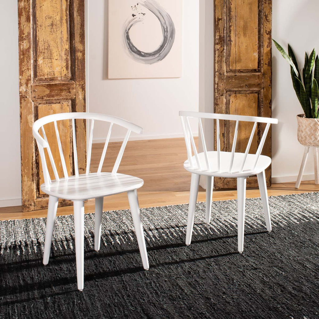 Blanchard 18''H Curved Spindle Side Chair (Set of 2) | Safavieh - AMH8512 - White