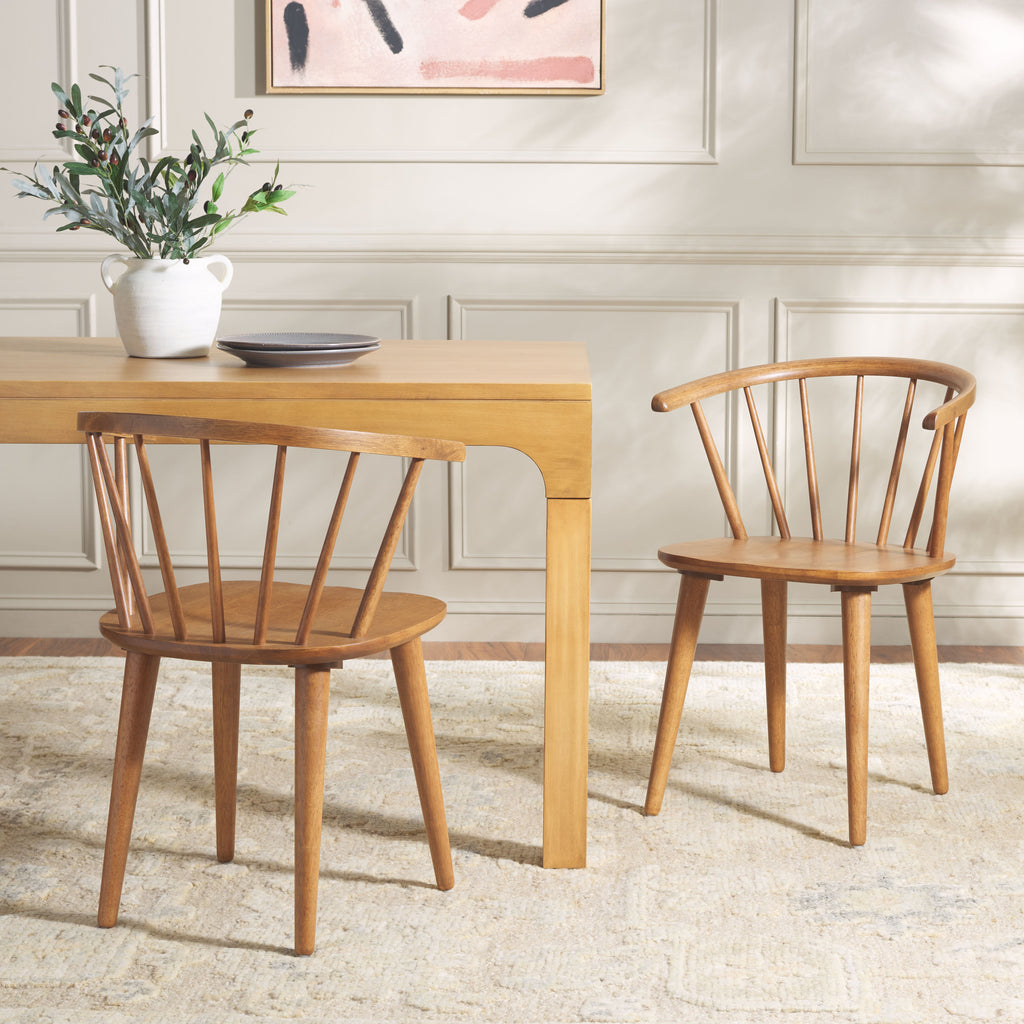 Blanchard 18''H Curved Spindle Side Chair (Set of 2) | Safavieh - AMH8512 - Honey