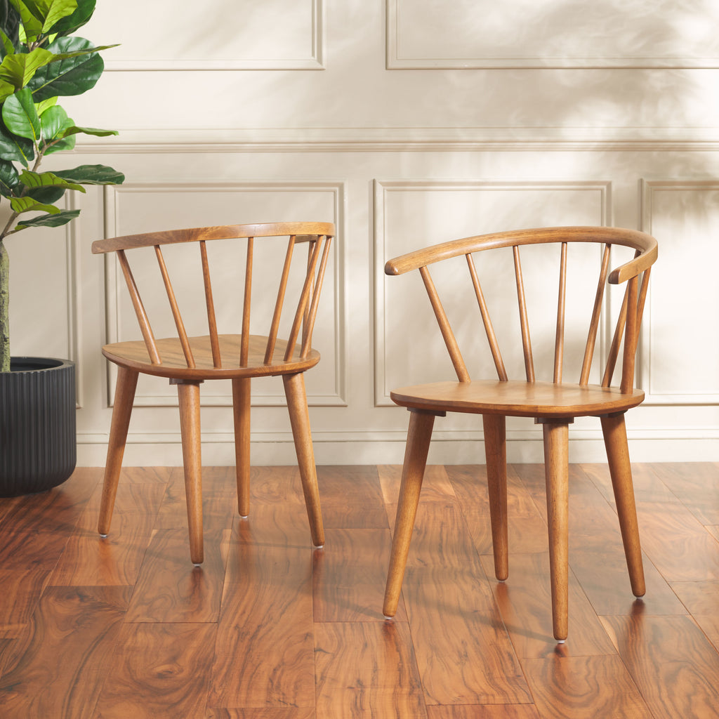 Blanchard 18''H Curved Spindle Side Chair (Set of 2) | Safavieh - AMH8512 - Honey