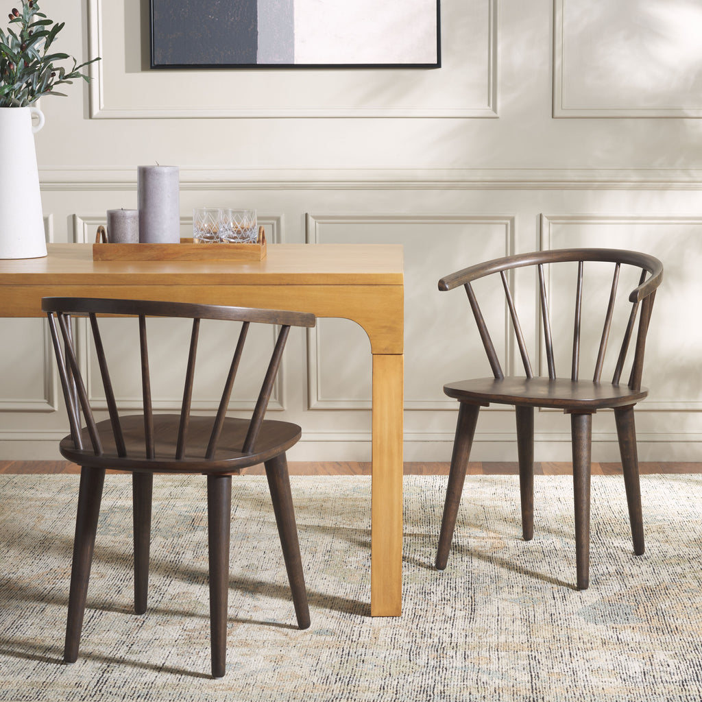 Blanchard 18''H Curved Spindle Side Chair (Set of 2) | Safavieh - AMH8512 - Walnut