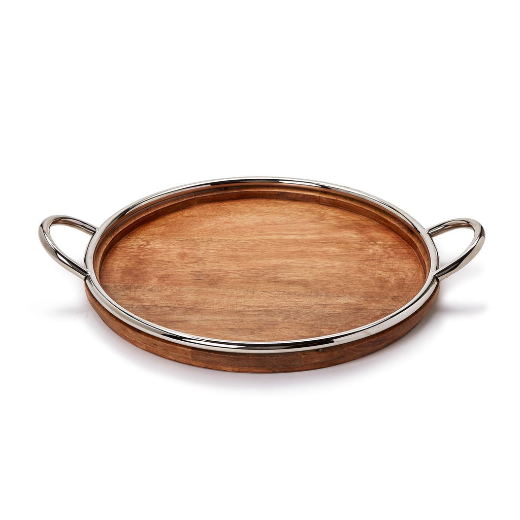 Bedford Grand Decorative Round Serving Tray - Mango Wood/Steel