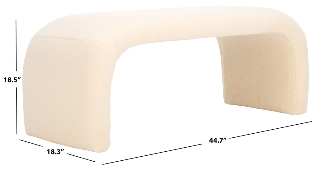 Tenko Bench | Safavieh - BCH1300 - Cream Faux Shearling