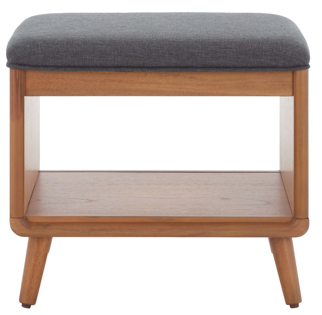 Safavieh Solo Open Shelf Bench W/ Cushion - Dark Grey / Natural