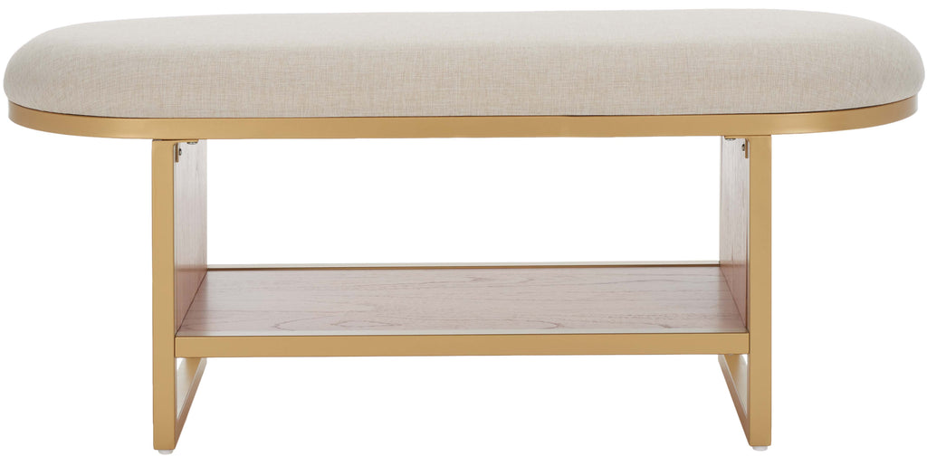 Safavieh Iona Open Shelf Bench W/Cushion - Cream / Walnut