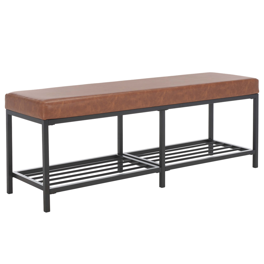 Safavieh Yomi 2 Rail Shelf Bench - Brown  / Black