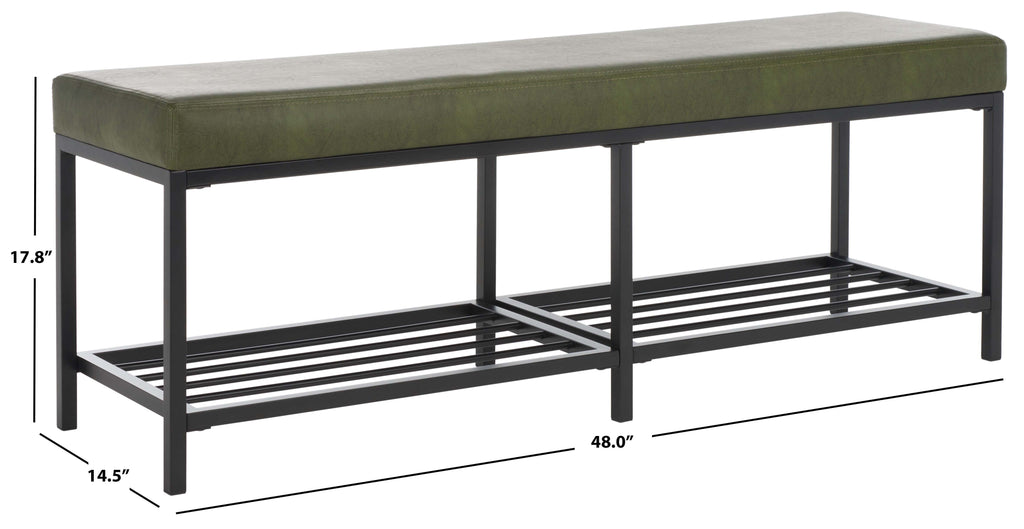 Safavieh Yomi 2 Rail Shelf Bench - Dark Green / Black