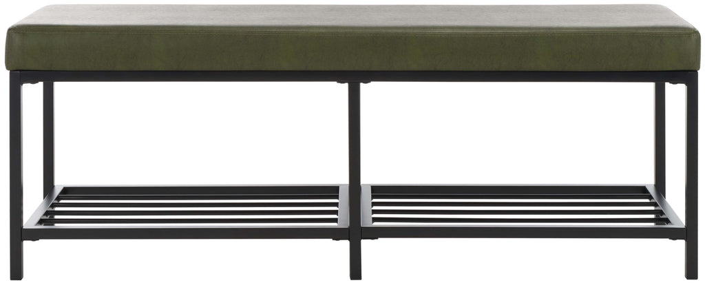 Safavieh Yomi 2 Rail Shelf Bench - Dark Green / Black