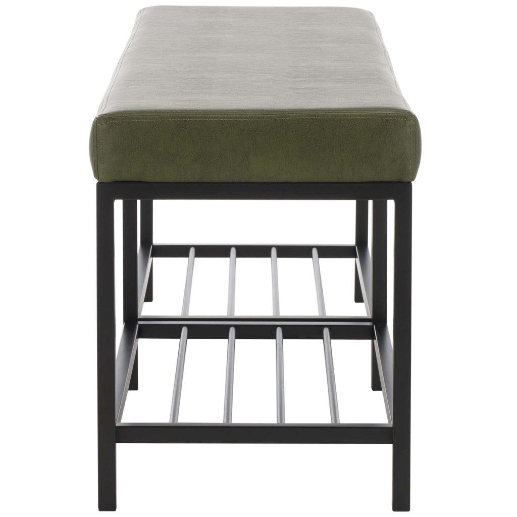 Safavieh Yomi 2 Rail Shelf Bench - Dark Green / Black