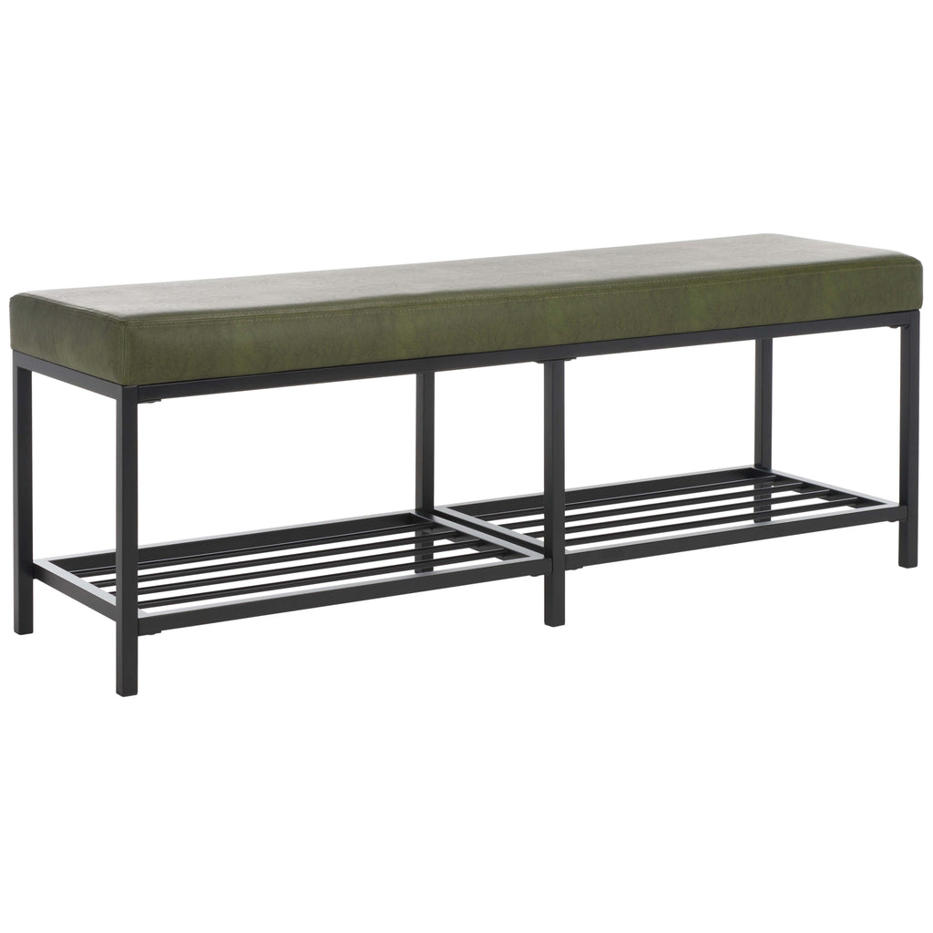 Safavieh Yomi 2 Rail Shelf Bench - Dark Green / Black