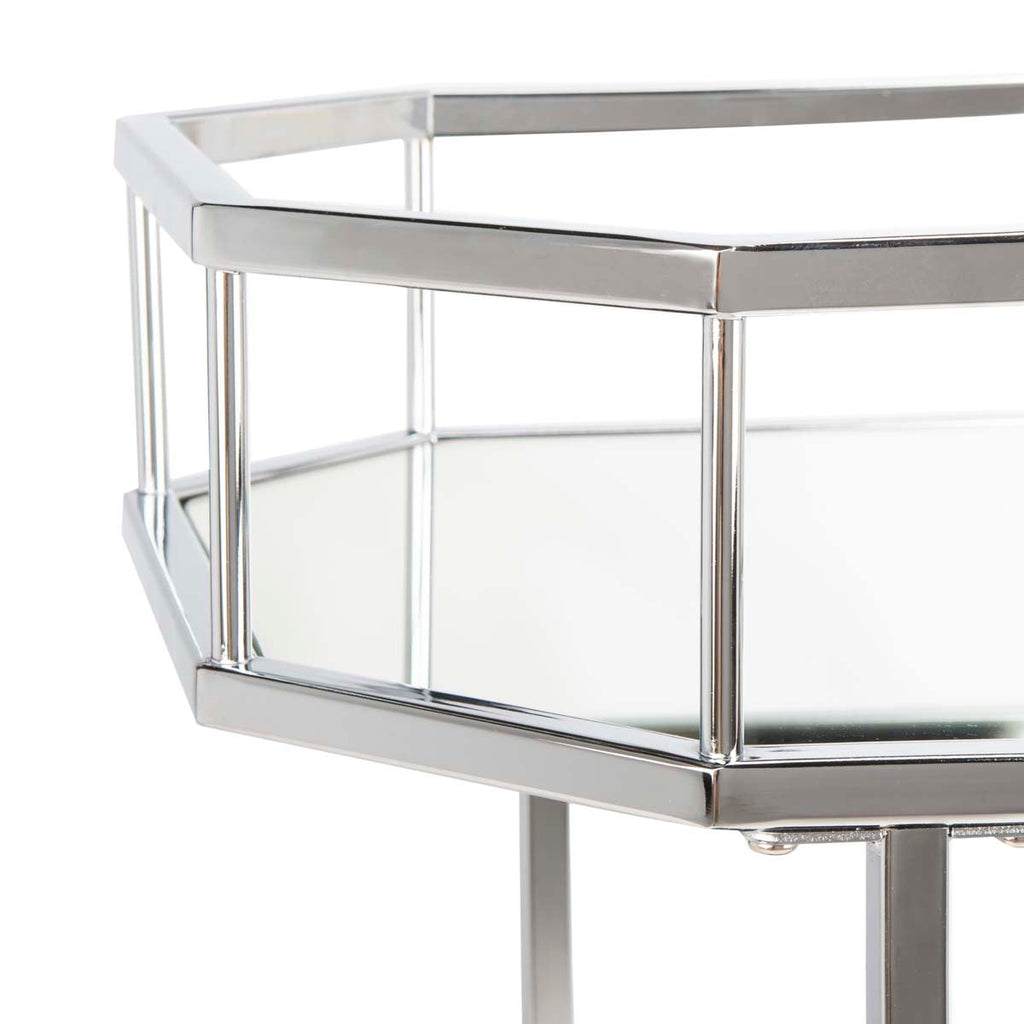 Safavieh Silva 2 Tier Octagon Bar Cart - Silver/Mirror