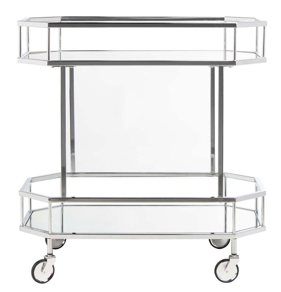 Safavieh Silva 2 Tier Octagon Bar Cart - Silver/Mirror