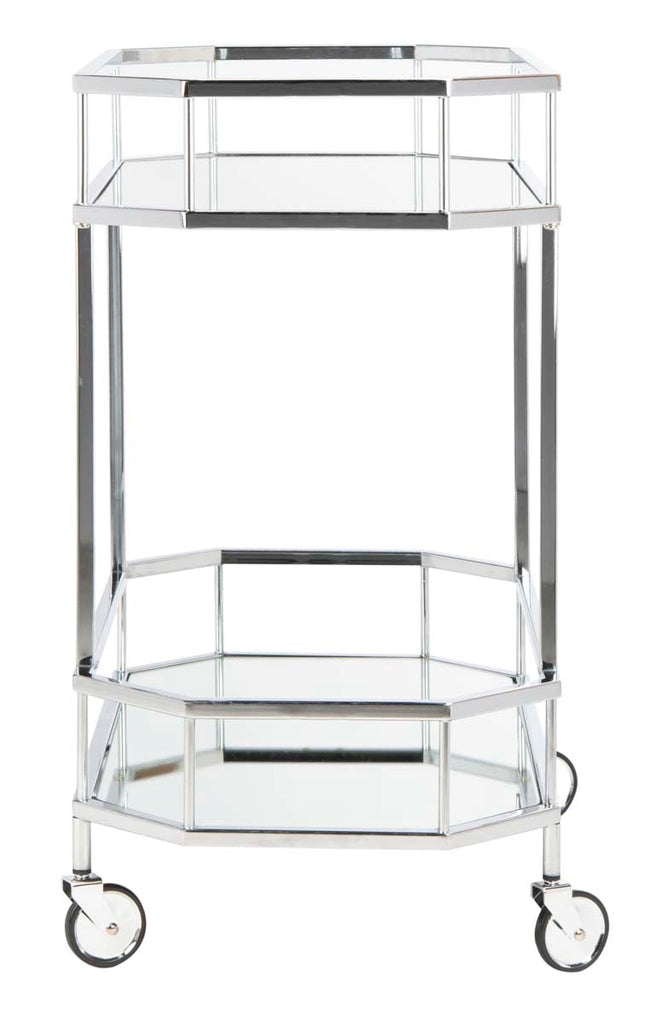 Safavieh Silva 2 Tier Octagon Bar Cart - Silver/Mirror