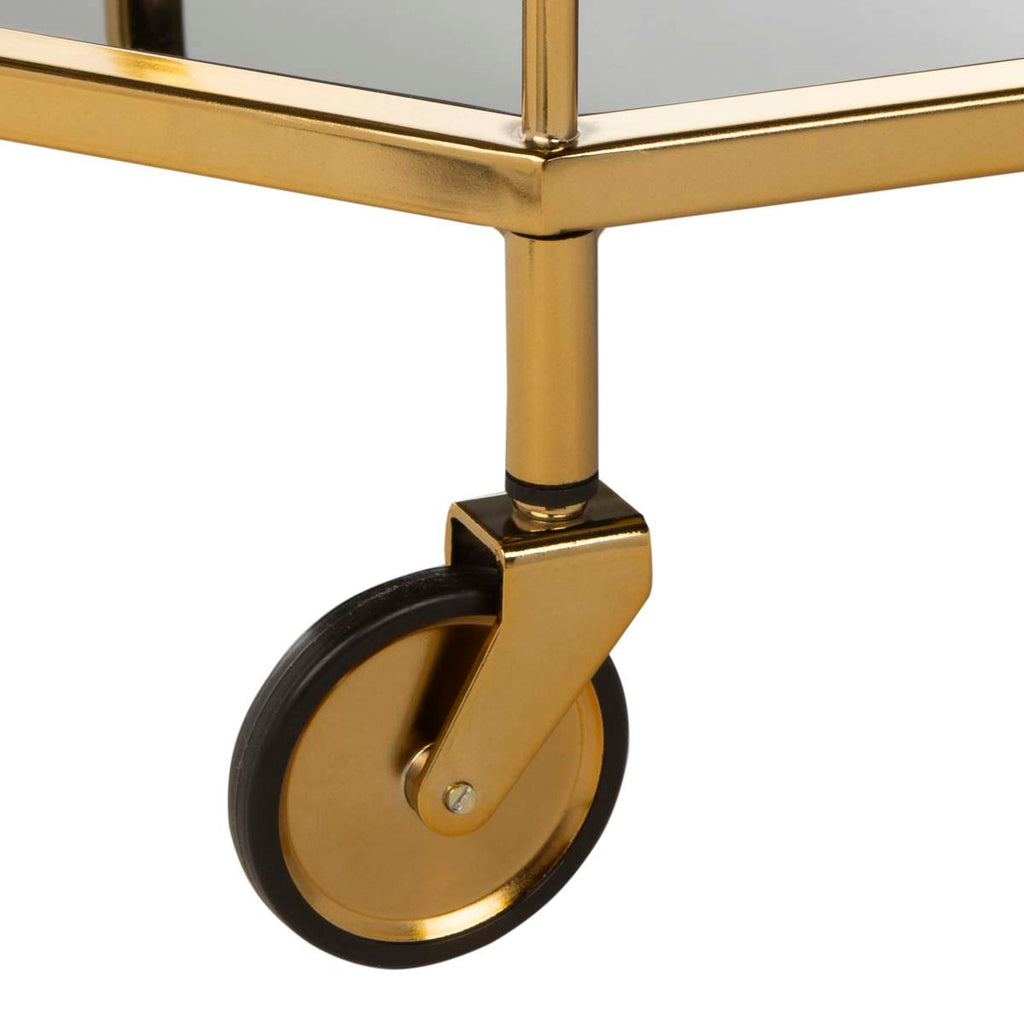 Safavieh Silva 2 Tier Octagon Bar Cart - Brass/Black Glass