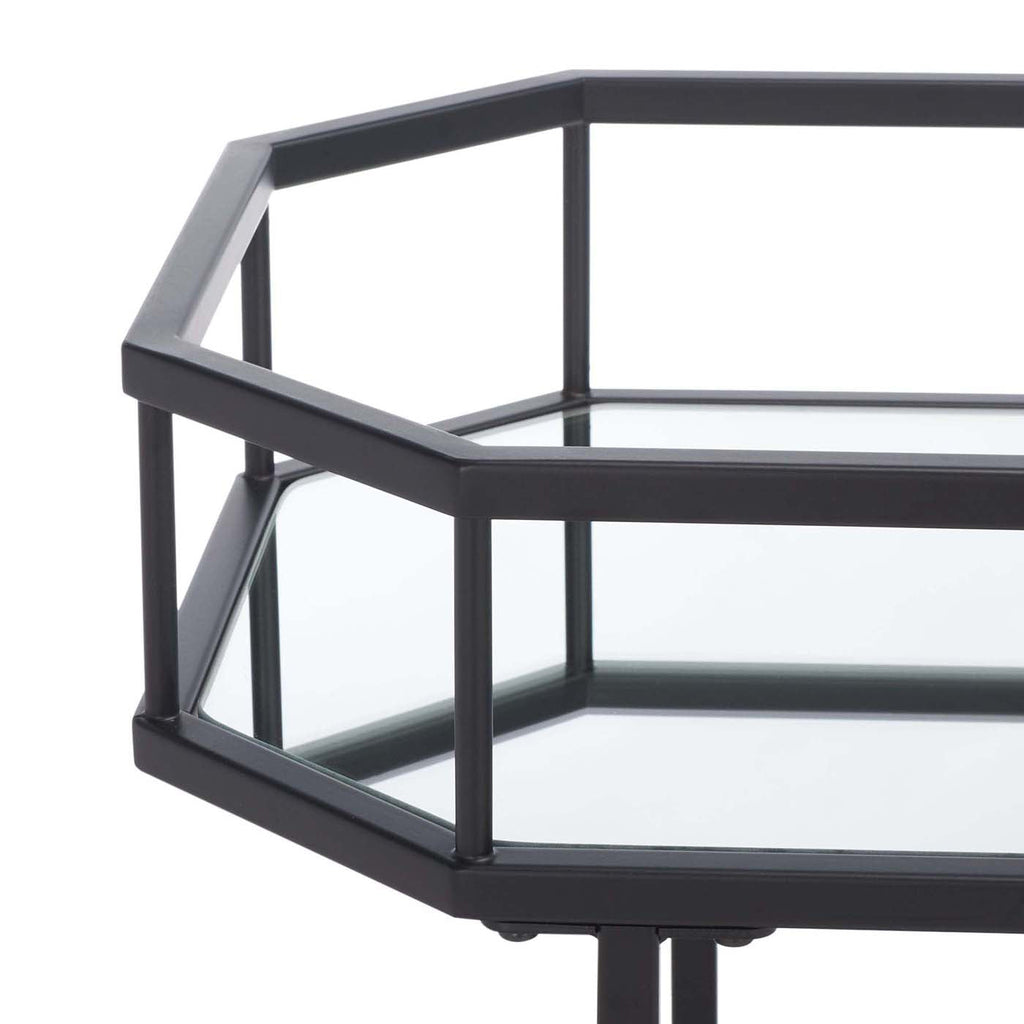 Safavieh Silva 2 Tier Octagon Bar Cart - Matte / Black