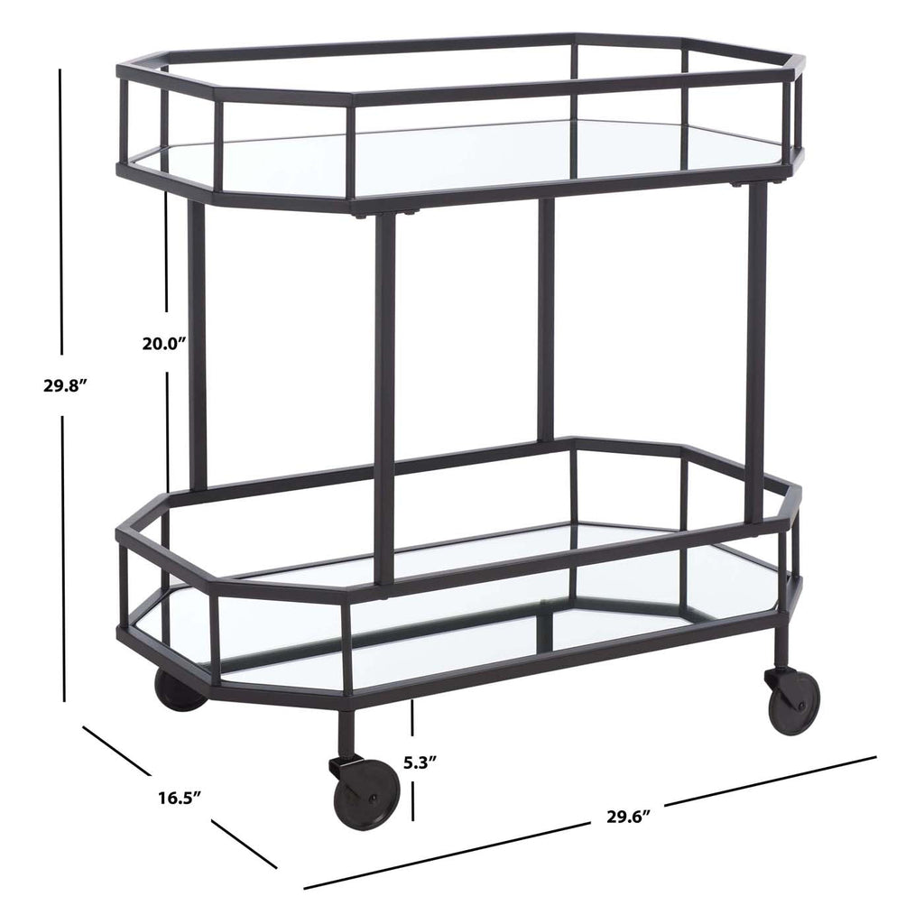 Safavieh Silva 2 Tier Octagon Bar Cart - Matte / Black