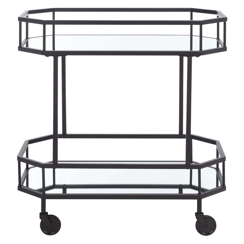 Safavieh Silva 2 Tier Octagon Bar Cart - Matte / Black