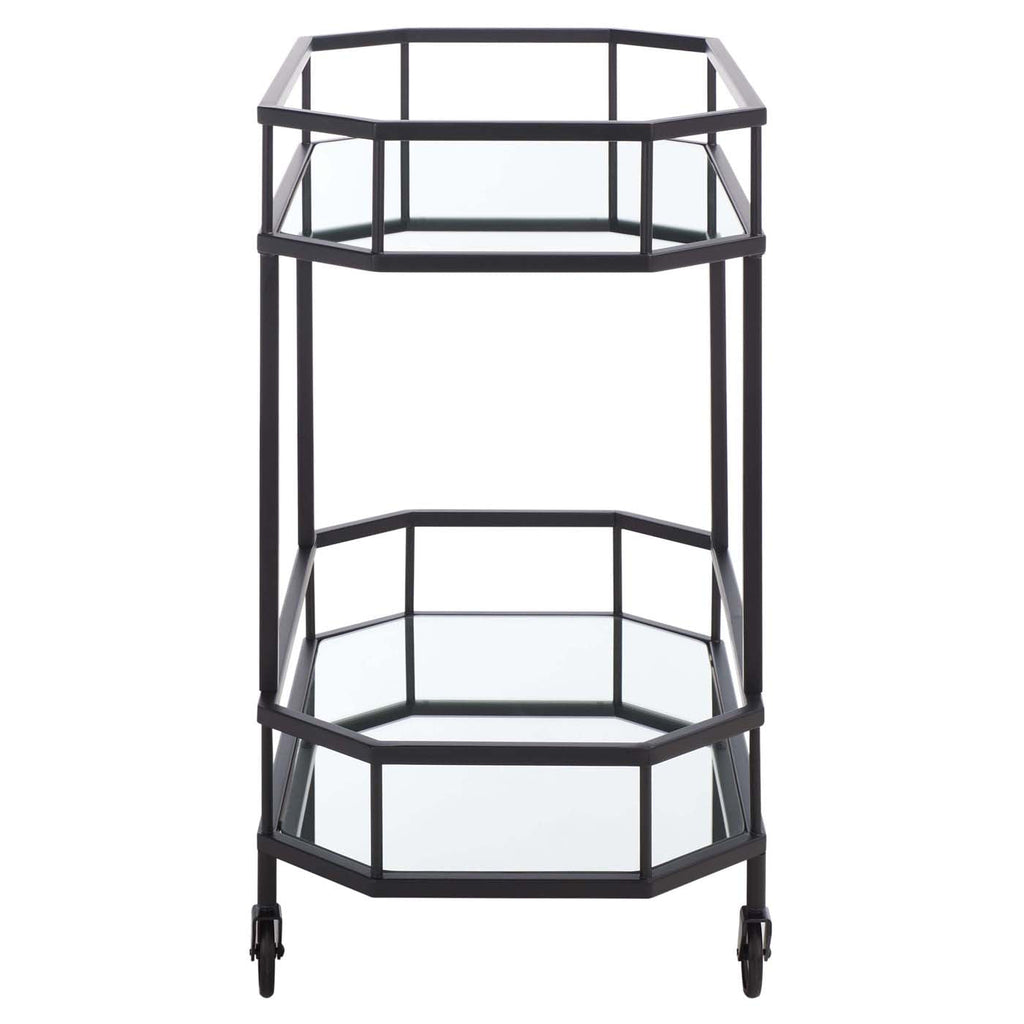 Safavieh Silva 2 Tier Octagon Bar Cart - Matte / Black