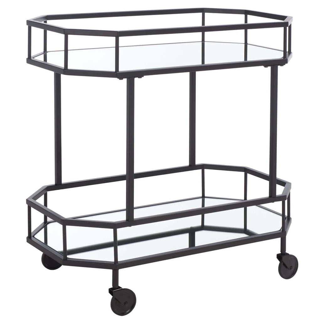 Safavieh Silva 2 Tier Octagon Bar Cart - Matte / Black