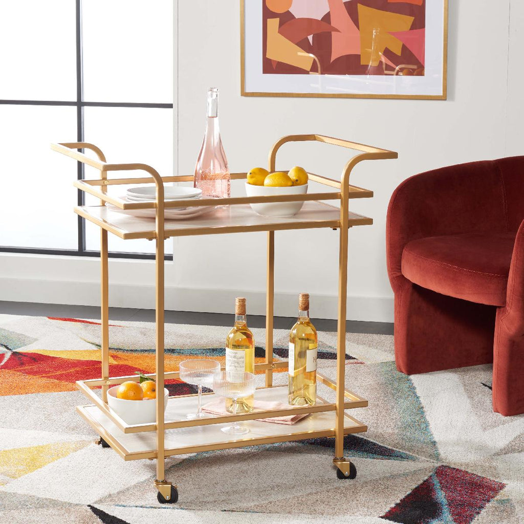 Safavieh Lameris 2 Tier Bar Cart With Handles , BCT8011