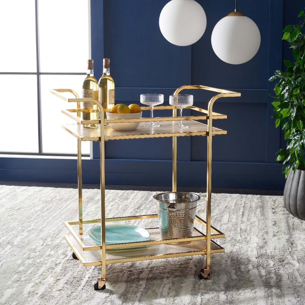 Safavieh Lameris 2 Tier Bar Cart With Handles , BCT8011