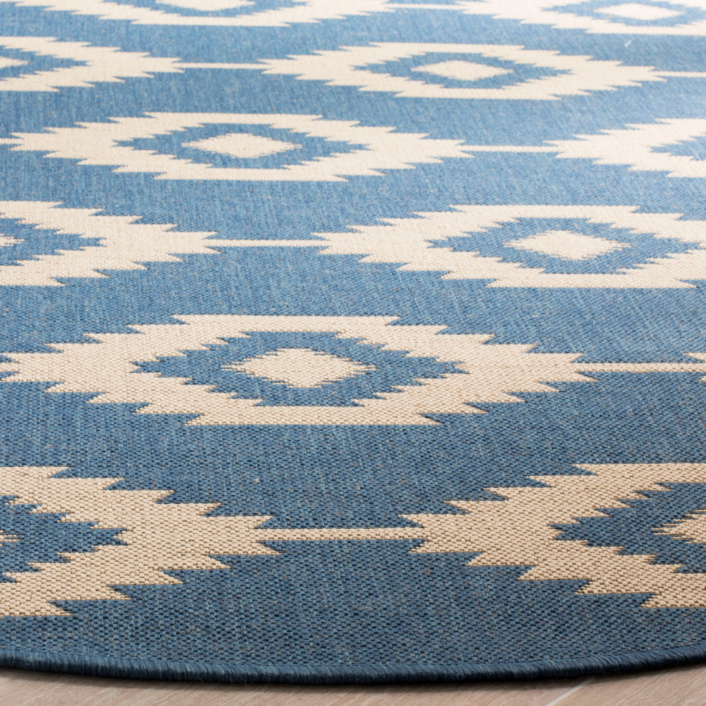 Contemporary Round Area Rug, BHS171N, 200 X 200 cm in Cream / Blue