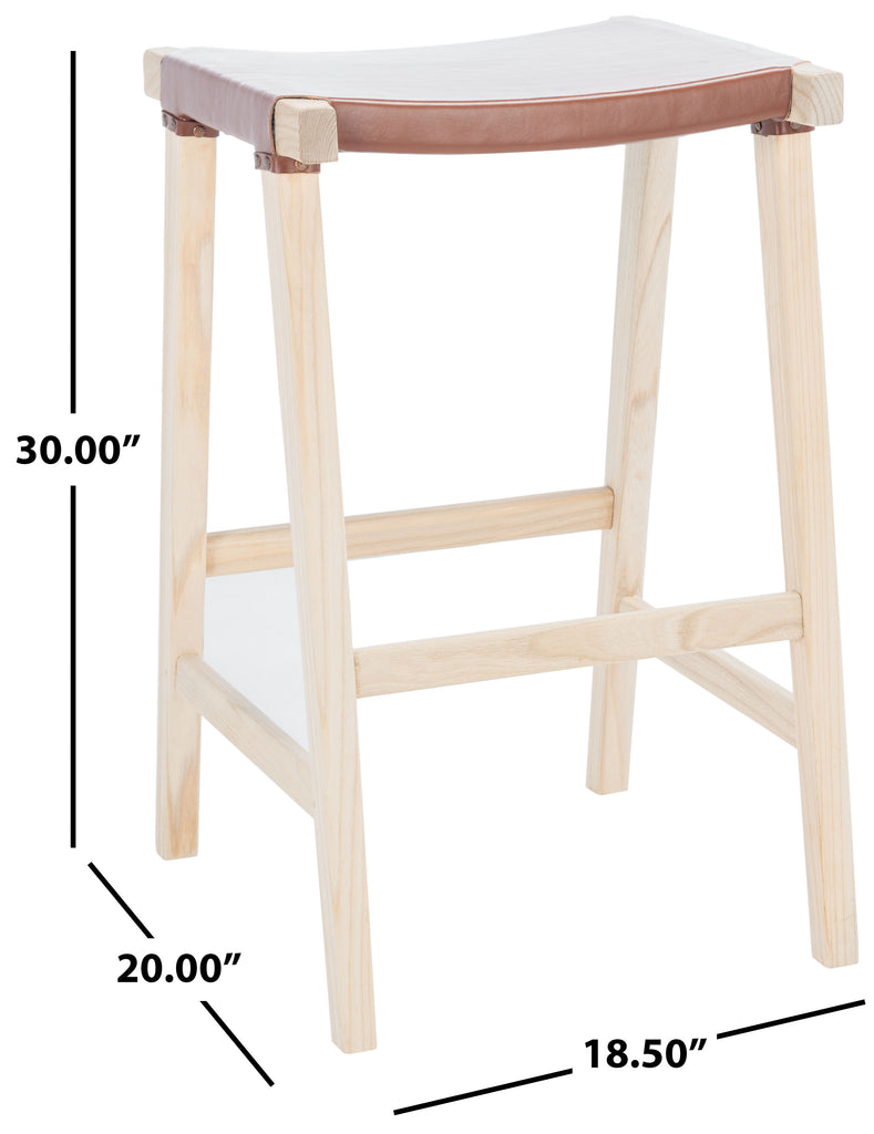 Aariz Rectangle Barstool | Safavieh - BST1010 - Cognac / Natural