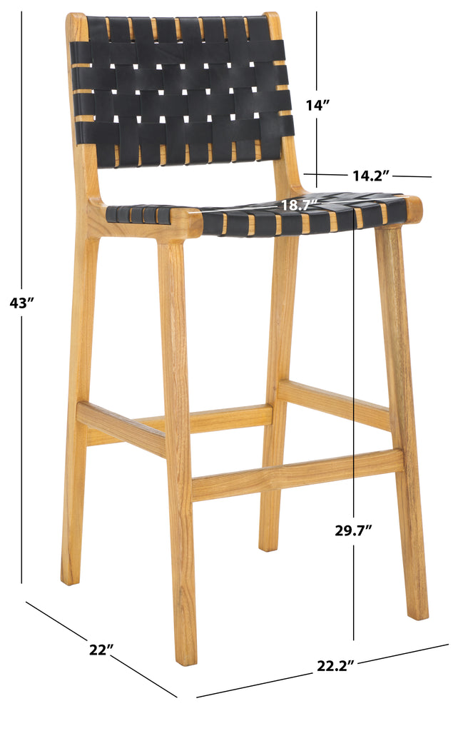 adah-leather-bar-stool-safavieh-bst1014-Black / Natural