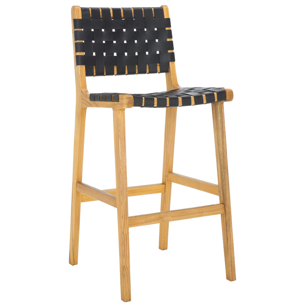 adah-leather-bar-stool-safavieh-bst1014-Black / Natural