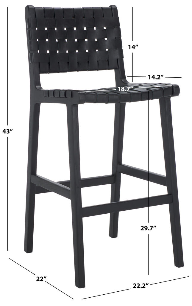 adah-leather-bar-stool-safavieh-bst1014-Black / Black